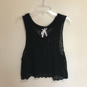 Black Netted Crop Top